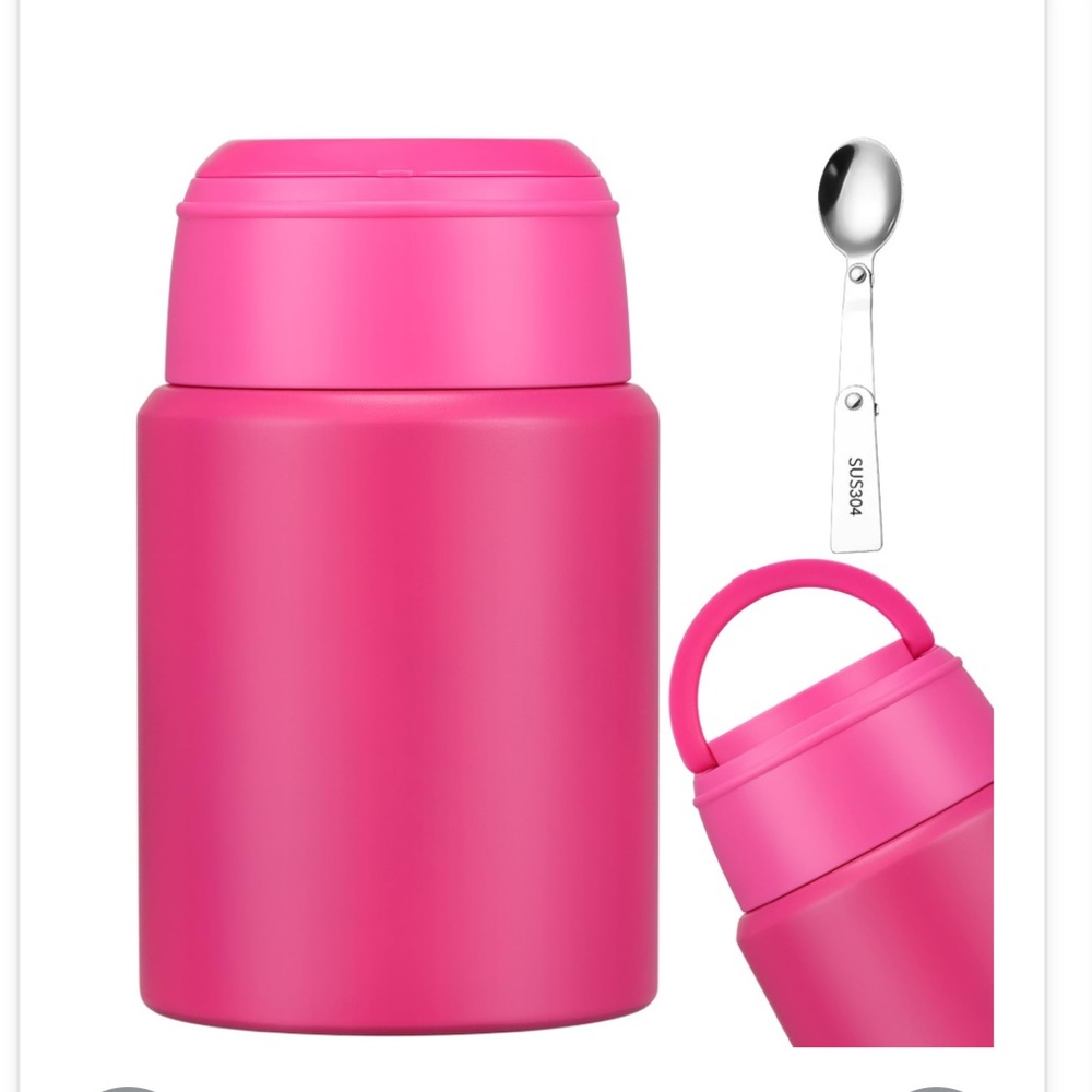 Pink Insulated Hot/Cold Food Jar with Spoon